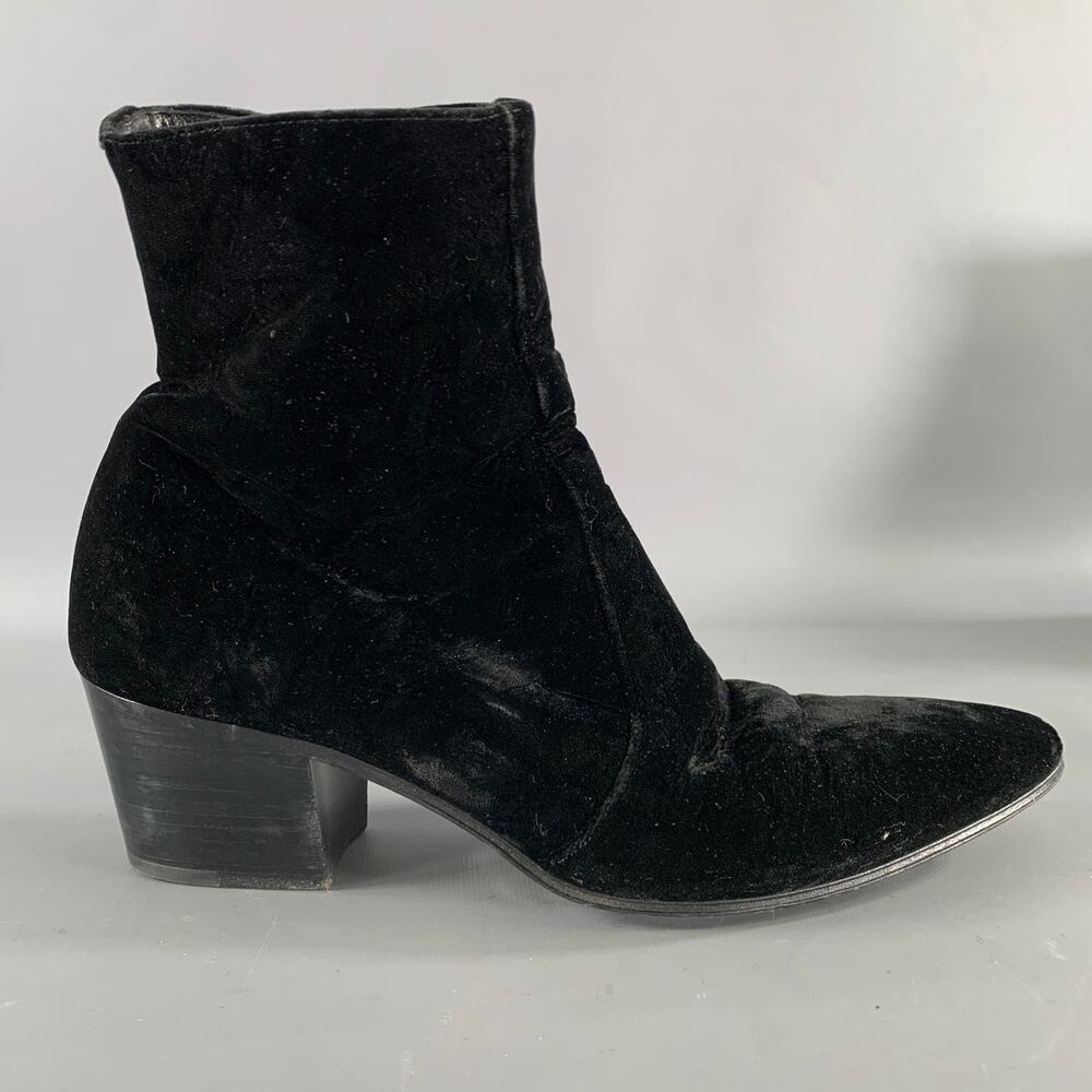 SAINT LAURENT Size 8 Black Velvet Chelsea Boots - Picture 2 of 9